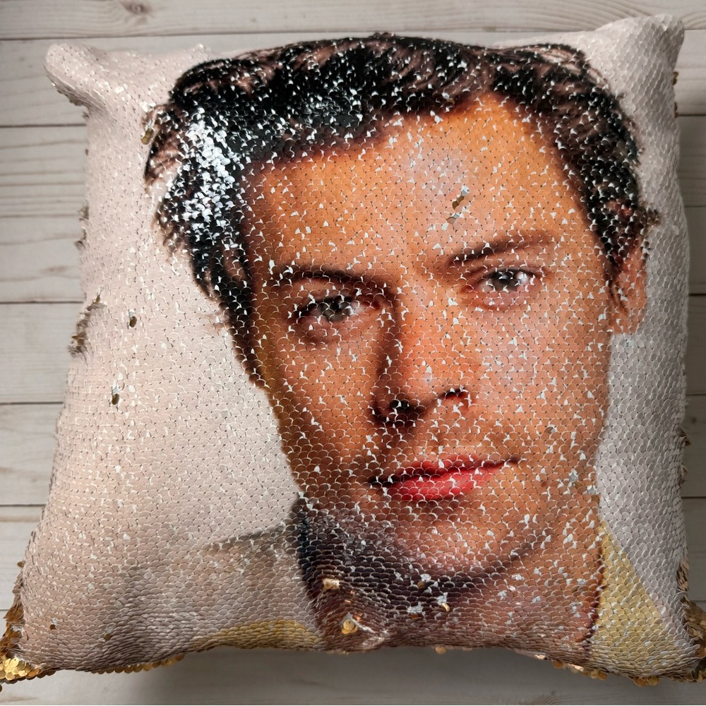 Reversible Sequin Pillow with Celebrity Design